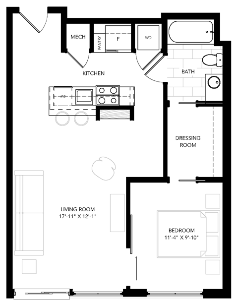 floor plan of 55 north luxury apartments to rent in the north end of boston